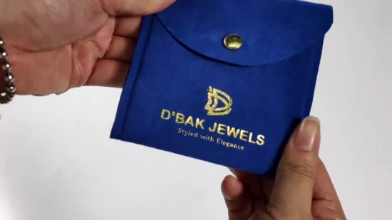 Wholesale Eco Friendly Custom Printed Velveteen Flap Velour Drawstring Packaging with Logo Divider Insert Card Display for Earring Suede Velvet Jewelry Pouch